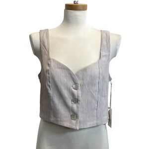 Jason Wu Beige/Gray Button Down Vest Akoya Shell Buttons